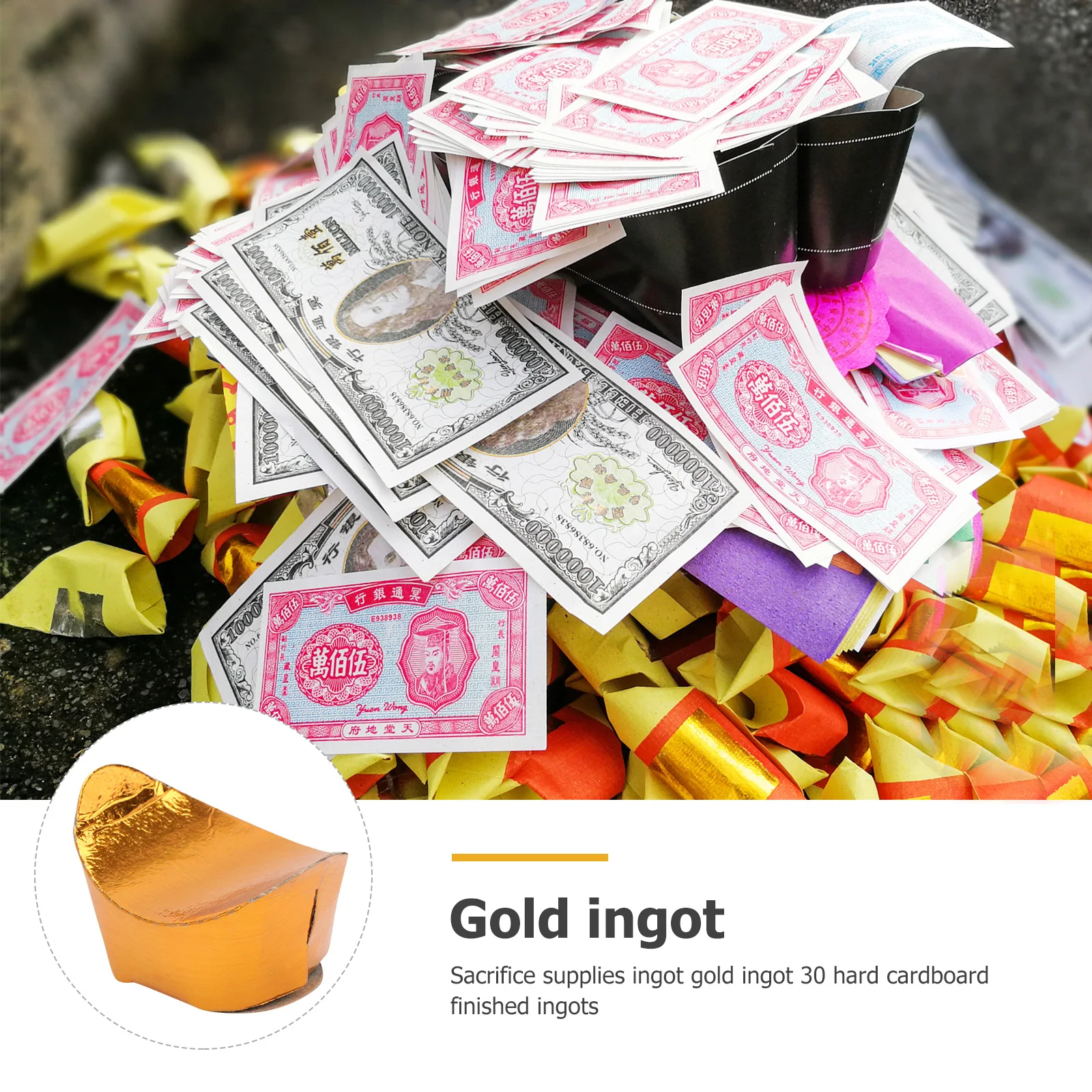 

90pcs Gold Yuanbao Hard Cardboard Paper Ingots for Ancestor Worship Sacrificing Supplies Bright Practical Easy to Burn