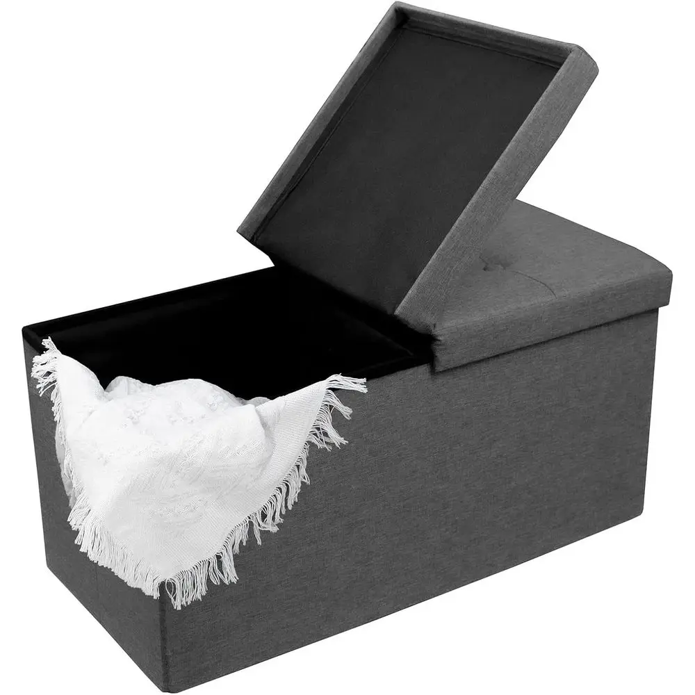 

30 Inches Storage Ottoman Bench with Lifting Lid, Linen Storage Ottoman, Ottoman with Storage for Living Room Holds up to 330lbs