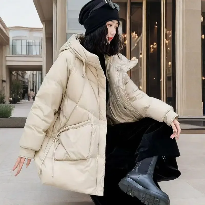 Winter Down Fashion Women's Down Jacket Commuter 90 White Duck Down Loose Jacket