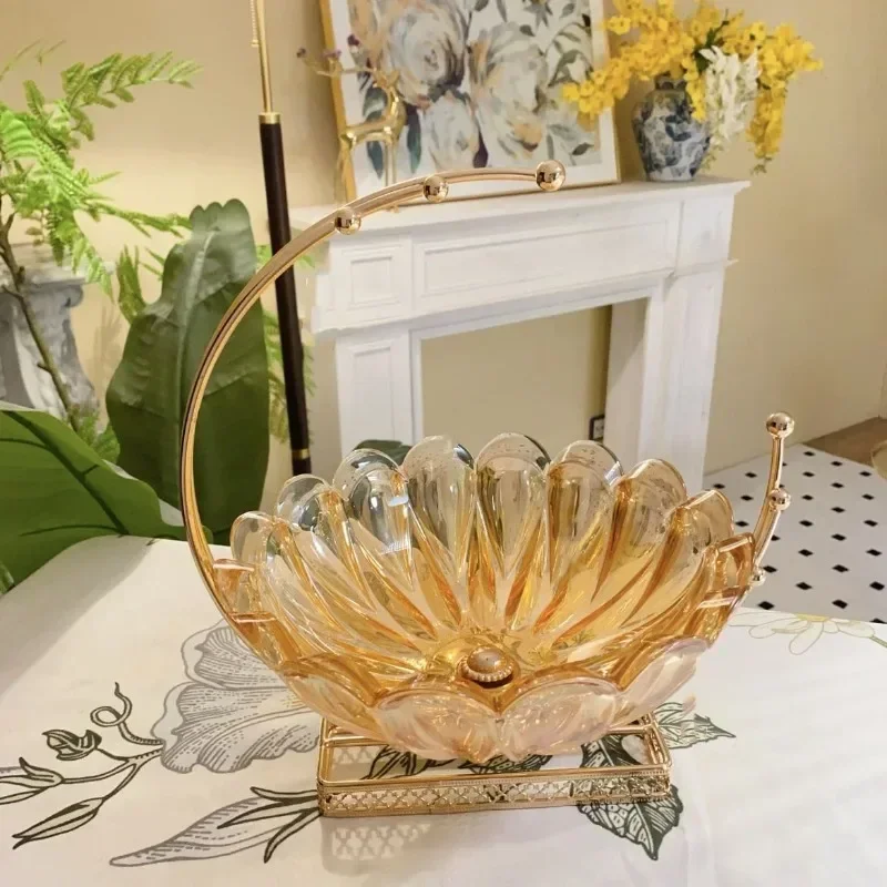 

Metal Glass Fruit Bowl Table Decoration Organization Tray Wedding Banquet Living Room Ornaments Creative Kitchen Storage Tray