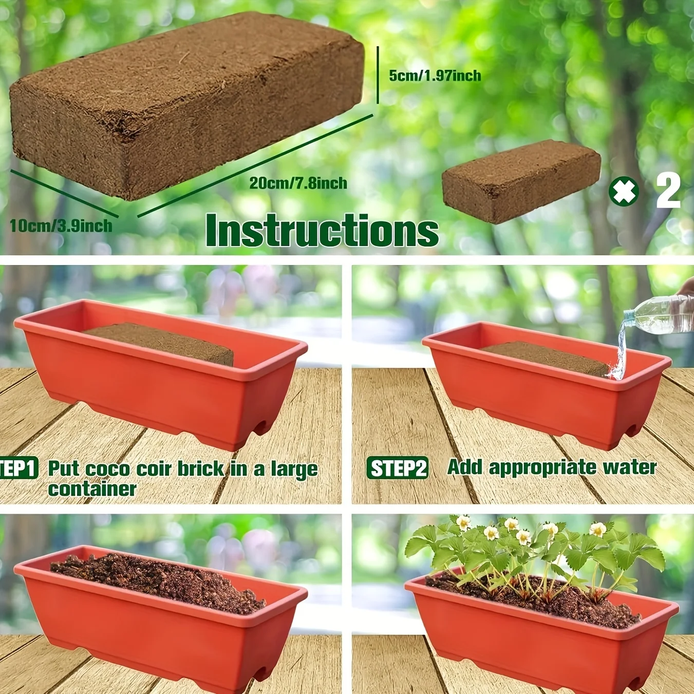 4 Pcs Premium Coconut Coir Compressed 100% Coco Coir Brick with Low EC and pH Balance for Plants Gardening Herbs