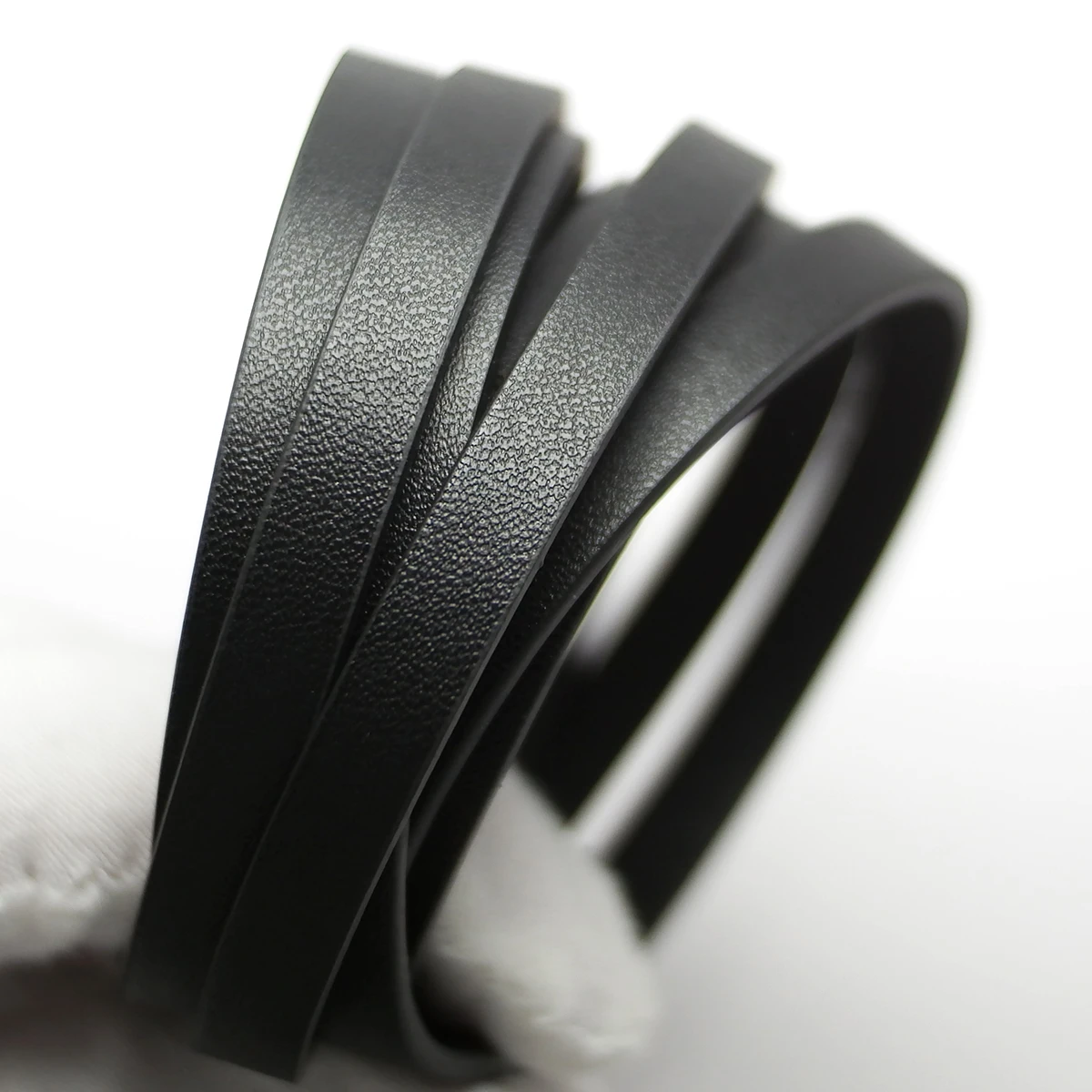 Black Soft Leather Cord,Fine Litchi Texture 7x2mm Leather Strips,Bracelet Making, Crafting Supplies,Synthetic Leather