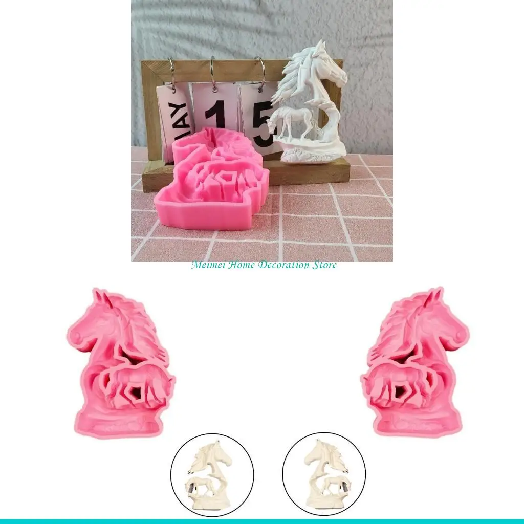

H7BF Handmade Animal Resin Molds Horse Silicone Molds Ornament Desktops Decorative Plasters Castings Molds Home Decorations