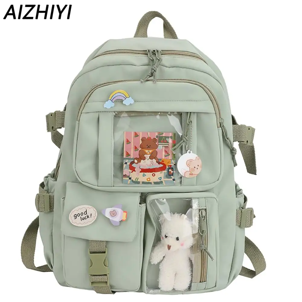 Kawaii Backpack Cute School Bag for Teens Girls Aesthetic Student Bookbags Multi-pocket Schoolbags Rucksack Women's Backpack