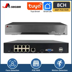 8CH 4K POE NVR Tuya Smart Life Face Detetcion CCTV Network Surveillance Video Recorder For 8MP POE IP Security Camera