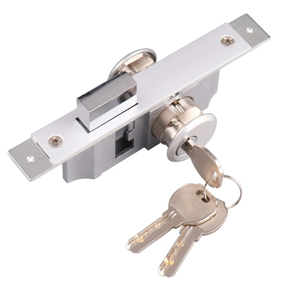 Gate Lock Sliding Door Locks Adjustable Size For 45-47mm Door Invisible Design Silver Commercial Establishment