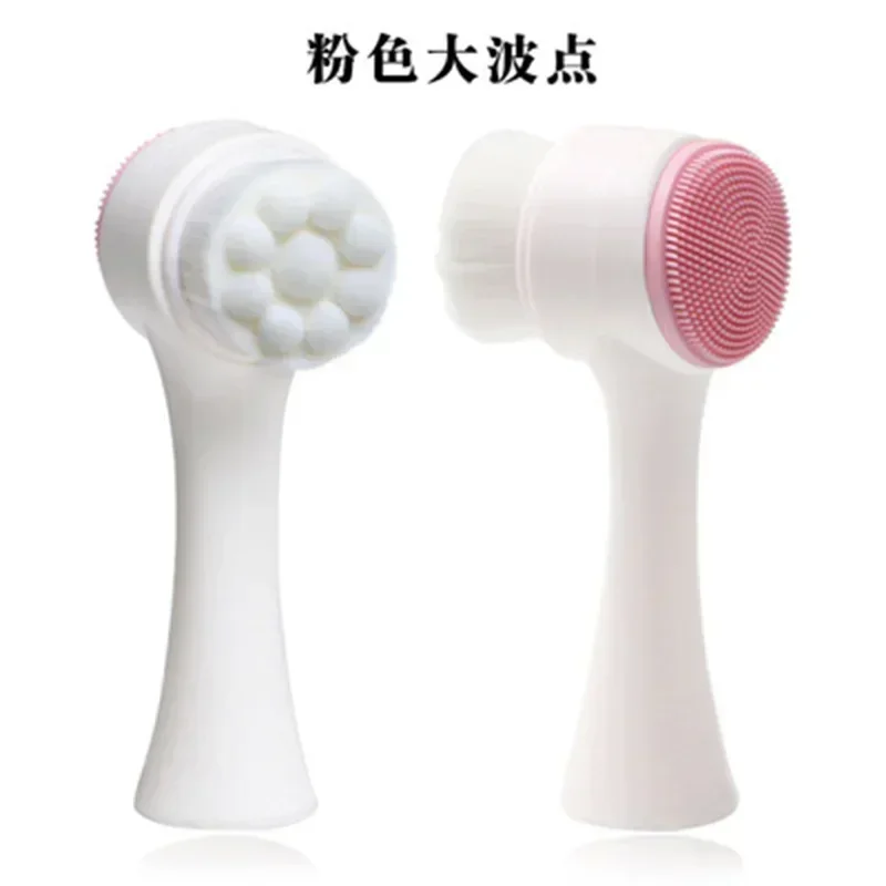 Brosse de nettoyage du visage en Silicone Double face, nettoyant pour le visage, produit d'élimination des points noirs, nettoyeur de pores, exfoliant, brosse de gommage du visage