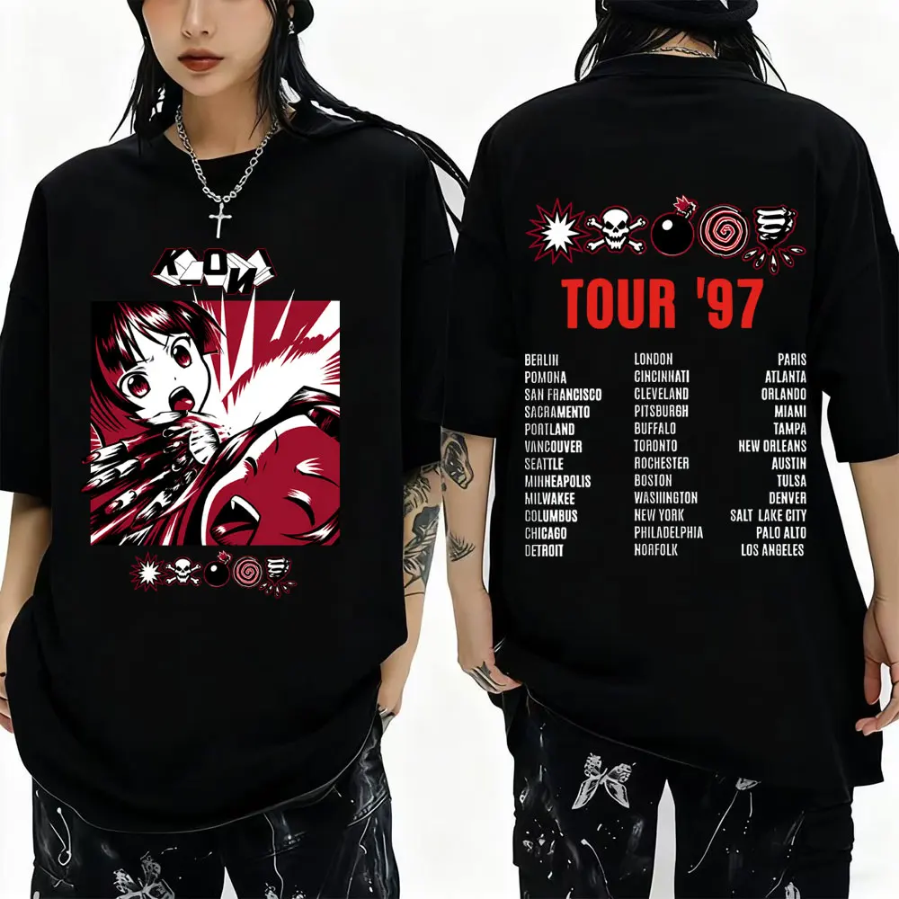 Rock Band Kmfdm Symbols Tour 97 Grafik-T-Shirt für Männer und Frauen Vintage Anime Gothic Punk Streetwear Herren Casual T-Shirts aus reiner Baumwolle