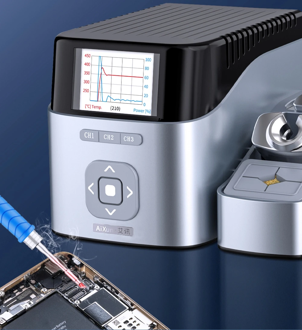 

AIXUN Dual-Channel T410 Soldering Station 2s Fast Heat 90-450°C with T210 Handle for Precision Work