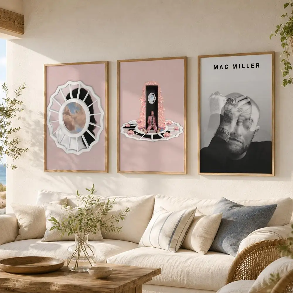 Rapper Mac M-Miller Poster Stickers HD Painting Self-Adhesive Art for Bedroom Living Room Home Decor Modern Wall Decals Gift