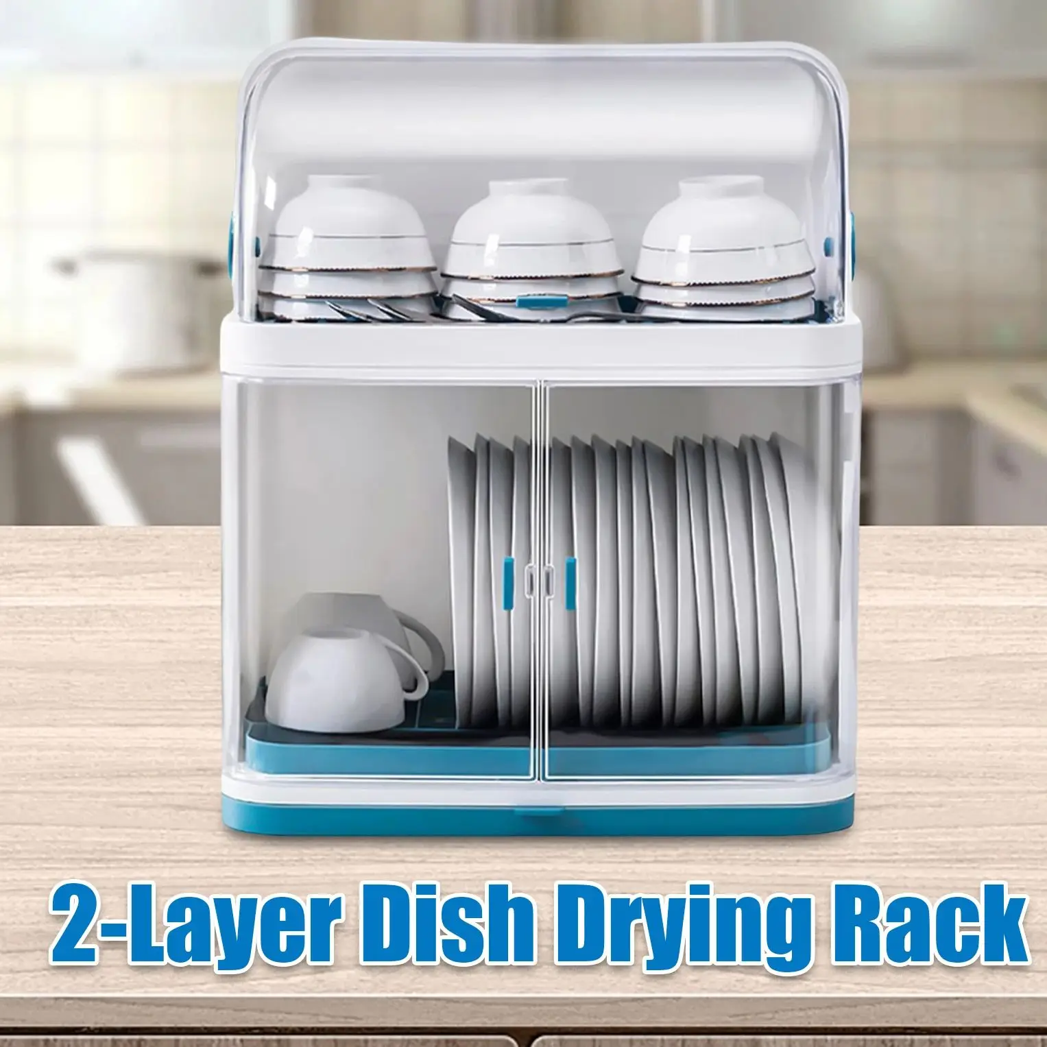 

2 Tier Dish Drying Rack Kitchen Counter Dish Organizer Rack With Drainboard And Utensil Holders Carbon Steel Dishes Drainer Set