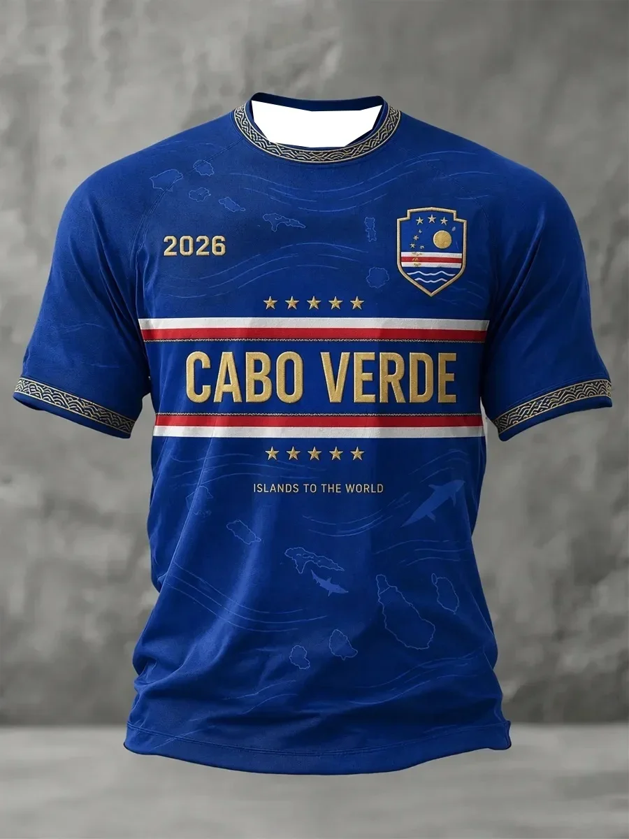 Cape Verde 2026 Concept Home Football Jersey, 3D Printed Quick Drying Sports Casual Match Men's Top T-shirt for Fans Around