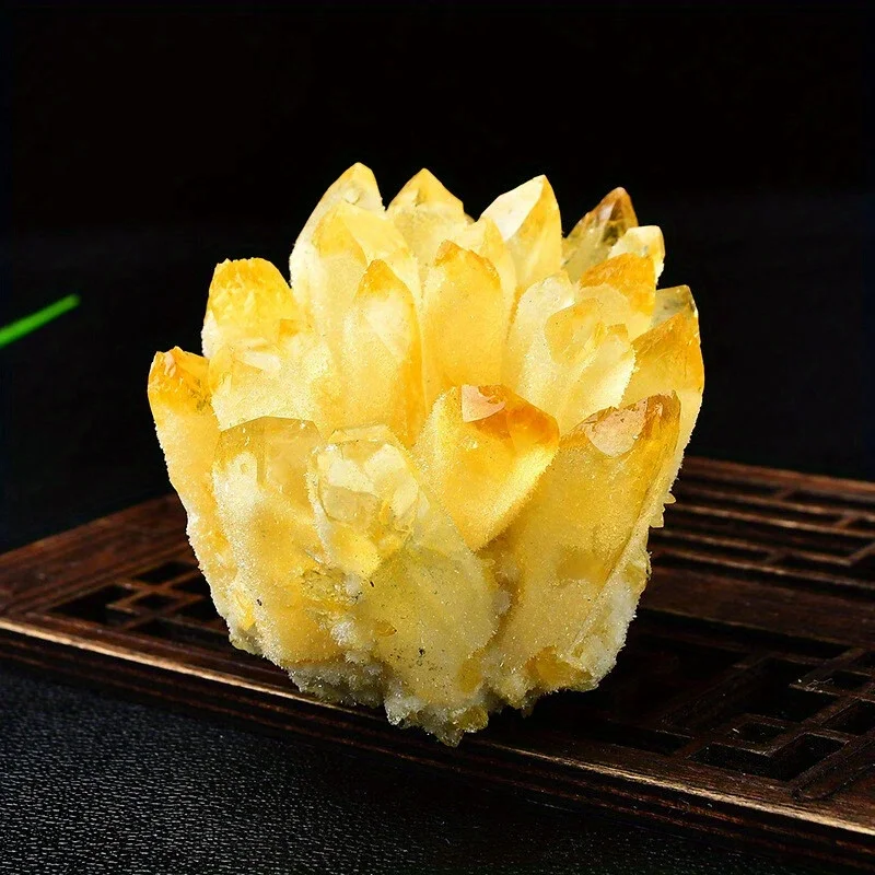 

1pc Premium Citrine Crystal Cluster - Yellow Quartz Specimen with Sparkling Points, Perfect for Home Decor,Sparkling Quartz