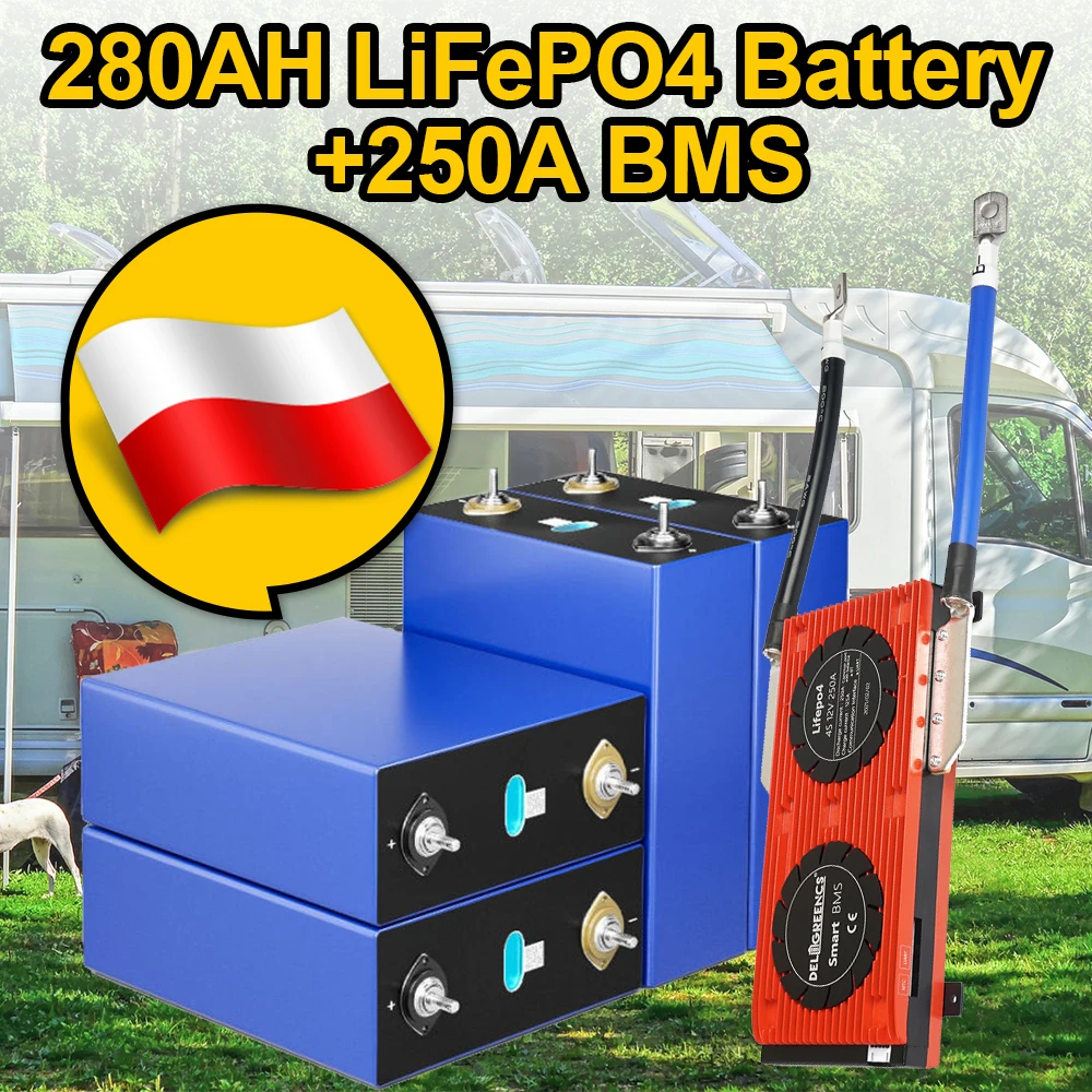 

Power Bank Lifepo4 Poland 12V 24V 48V EVE CALB 280AH Lifepo4 Battery With 250A Bluetooth Smart BMS Free Shipping Solar