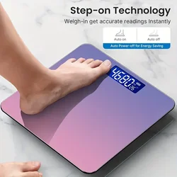 1pc Digital Bathroom Scale With Temperature, Highly Accurate Body Weight Scale With Lighted LCD Display, Round Corner Design, 40