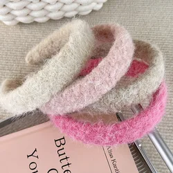 New Retro Imitation Cashmere Wide Headband for Women Girl Sweet and Versatile Plush Hair Band Hair Hoop Fashion Hair Accessories