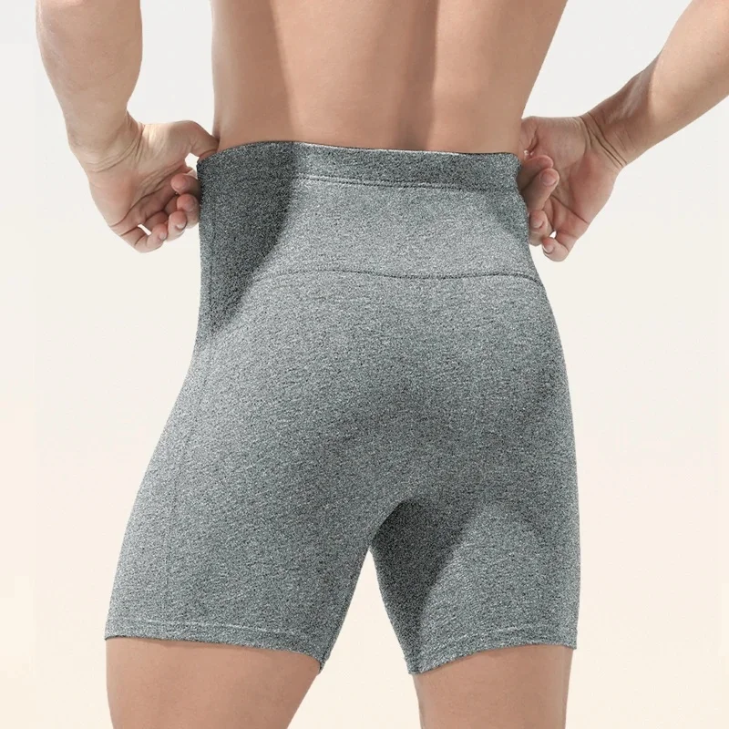 Men's High Waisted Belly-Control Underwear Plus Fat Plus Size Anti-Wear Leg Waist Protection Warm Fleece-Lined Thickeneded Sport