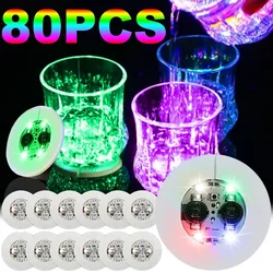 20/40/50/80PCS LED Coaster Light Up Coasters Stickers Liquor Bottle Drink Luminous Cup Mat Club Bar Party Car Wedding Vase Decor