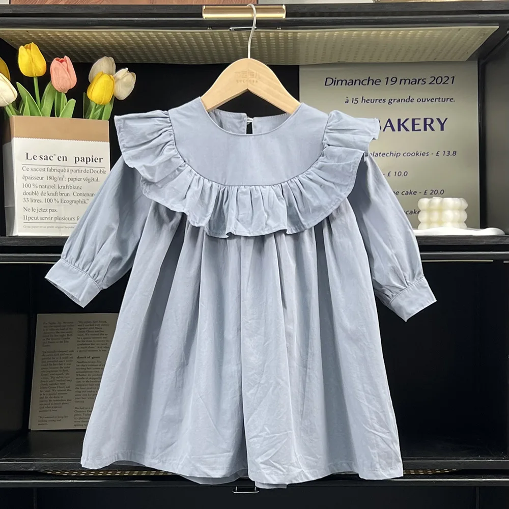 

Little Girls Clothes Fall Outfits Pink Blue Dresses For Girls Spring Size 2 3 4 5 6 7 8 Years Ruffles Collared Ruffles Dress
