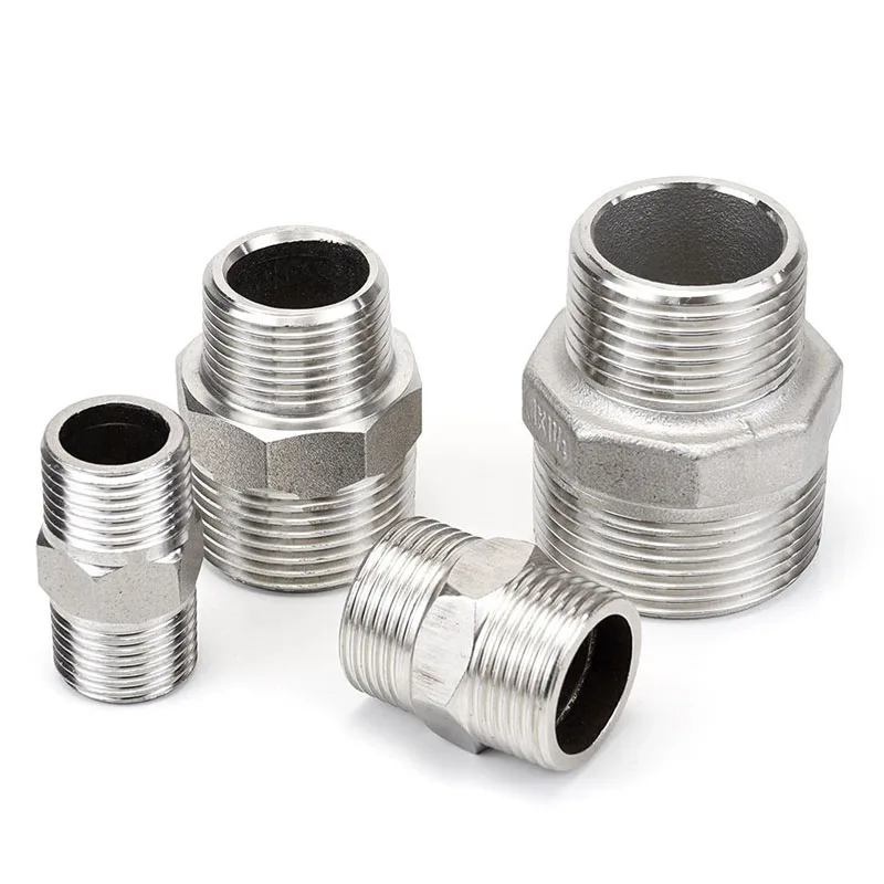 1/8 1/4 3/8 1/2 3/4 1 BSP Male Thread Hex Nipple Union 304 Stainless Pipe Fitting Connector Coupler Water Oil Air Thread Adapter