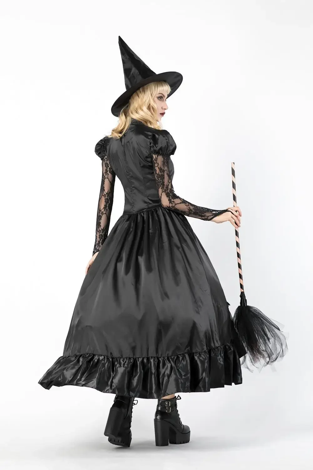 Halloween Classic Witch Costumes outfit Black Witch Dress Sorceress Cosplay Adult Halloween Party Costume Dresses