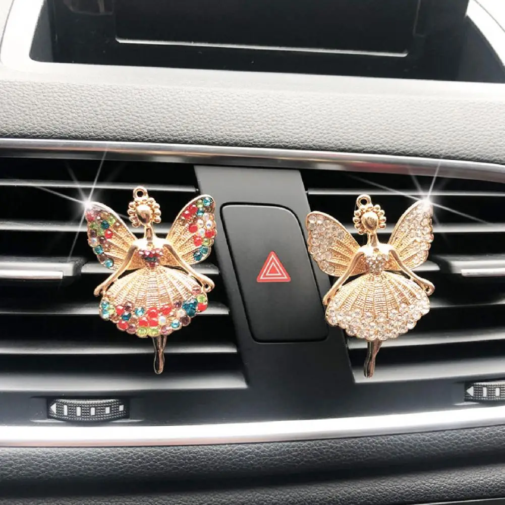 

Hot Car Air Freshener Holder Angel Shape Inlay Alloy Auto Air Conditioning Vent Perfume Clip for Car