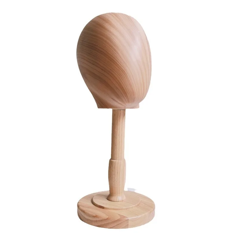 Female Plastic Mannequin Head with Wood Base, Wig and Hat Display