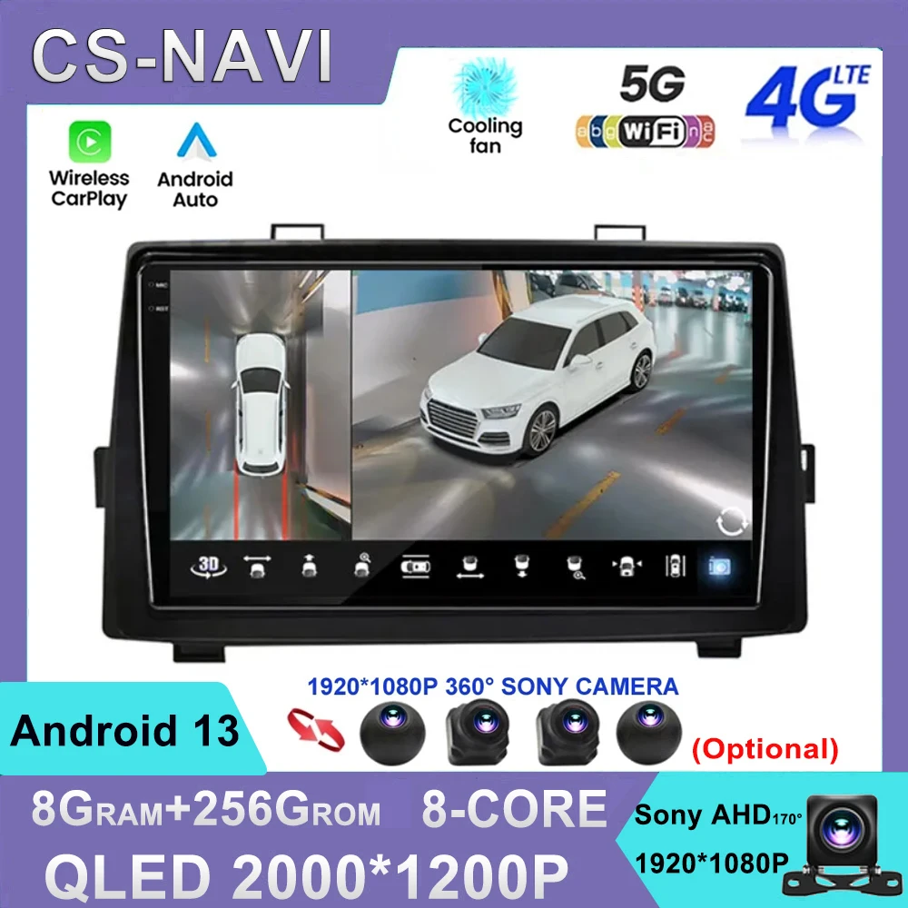 

For Toyota Noah Voxy 2007 2010 2011 2012 2013 Car Radio Android 13 GPS Navi Multimedia Player Stereo Carplay No 2din WIFI 4G DSP