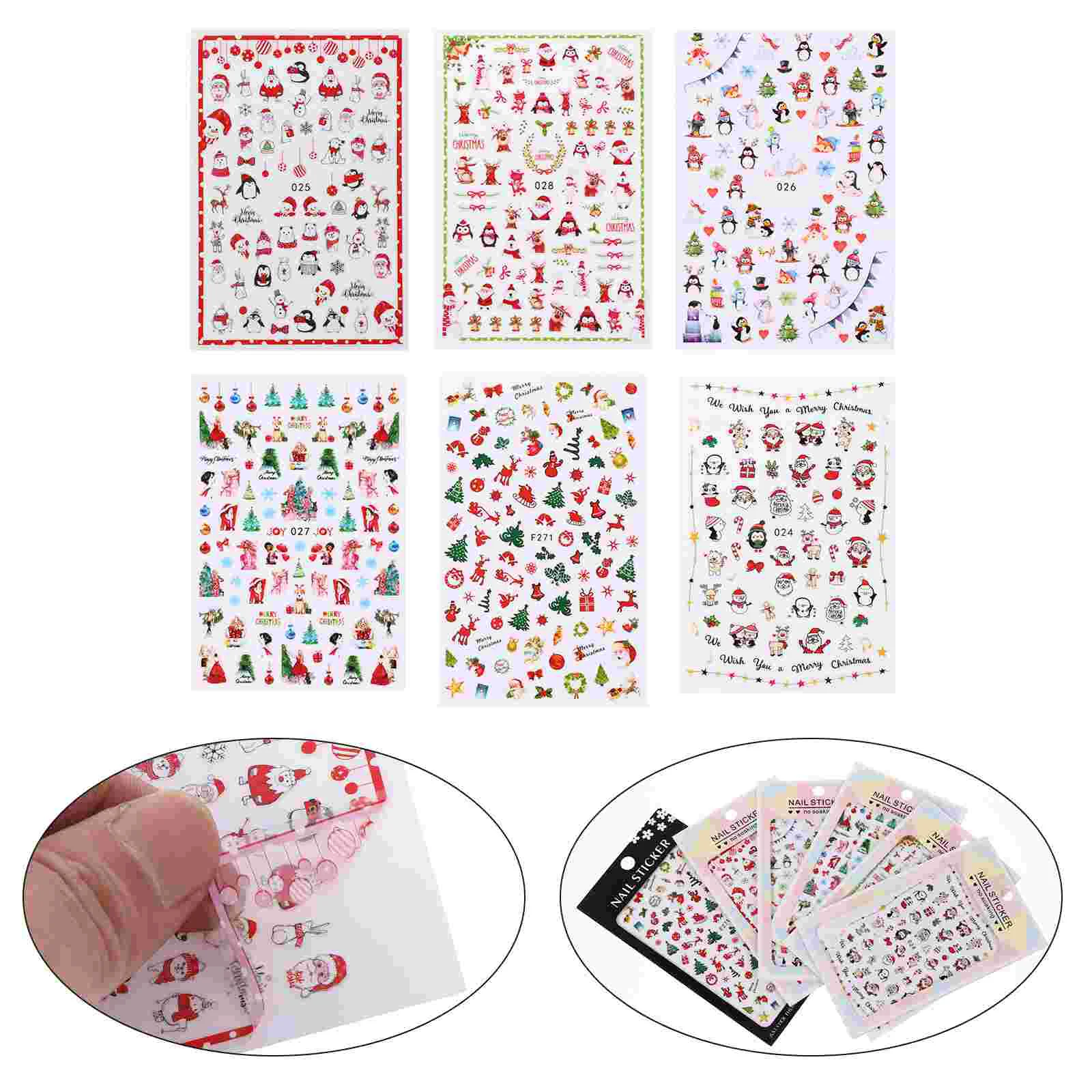 6-vellen kerstnagelstickers feestelijke stickers manicure applique sneeuwvlok