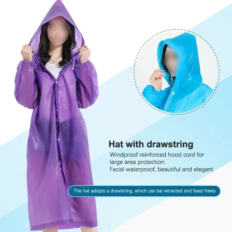 

Adult Long Raincoat EVA Impermeable Waterproof Raincoat Men's and Women's Travel Hooded Bun Harbor Raincoat Fishing Camping