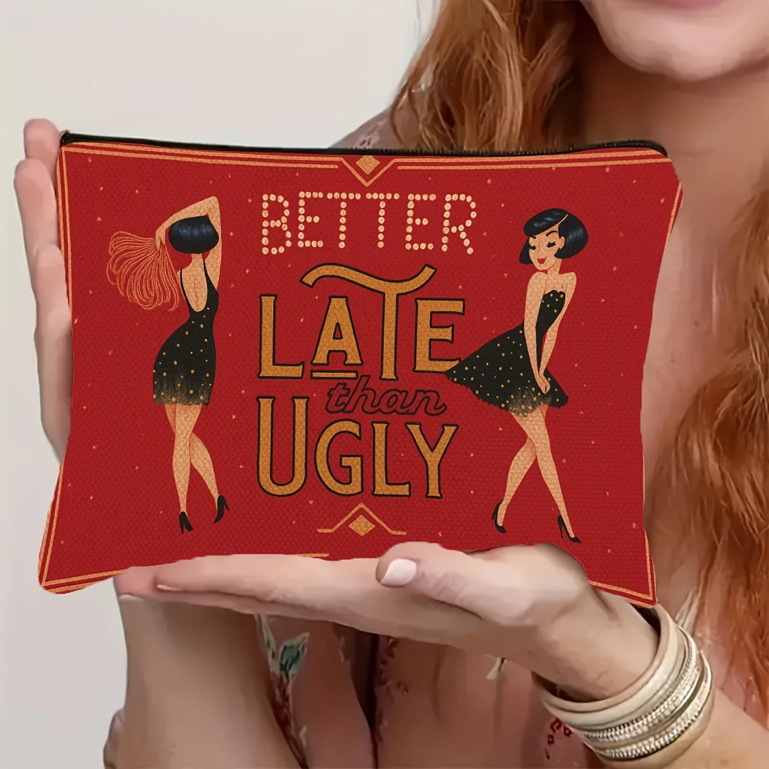 Foldable Travel Toiletry Bag with Zipper Closure - Compact Cosmetic Case, Funny 