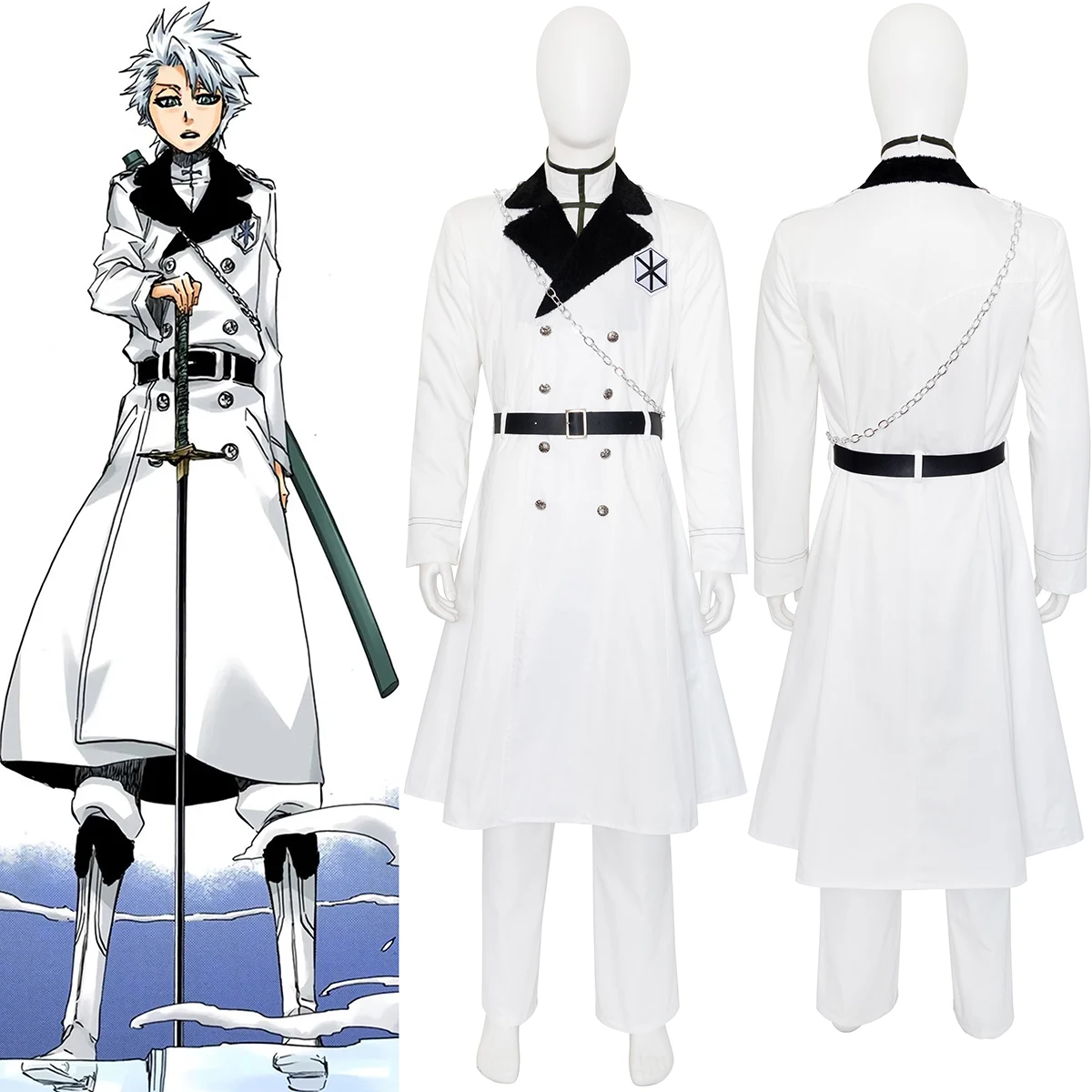 

Thousand-Year Blood War TYBW Zombie Toshiro Hitsugaya Cosplay Costume Anime Manga Toushiro Hitsugaya White Quincy Uniform Outfit