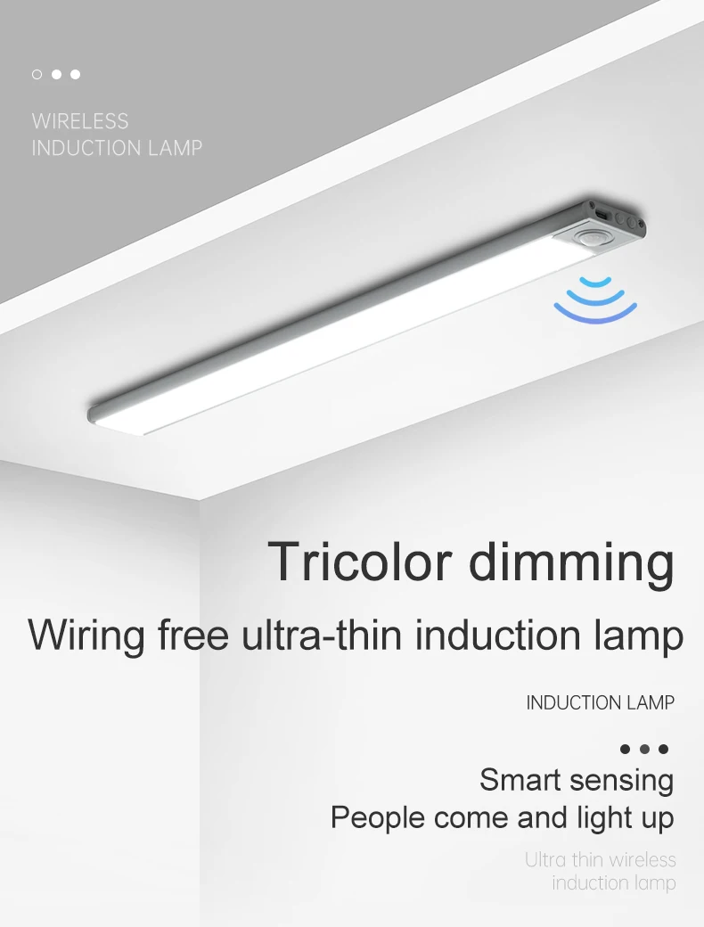 LED Night Light 20/30/40/50CM Motion Sensor Wireless USB Cabinet Night Light Wardrobe Lamp For Kitchen Cabinet Bedroom Wardrobe