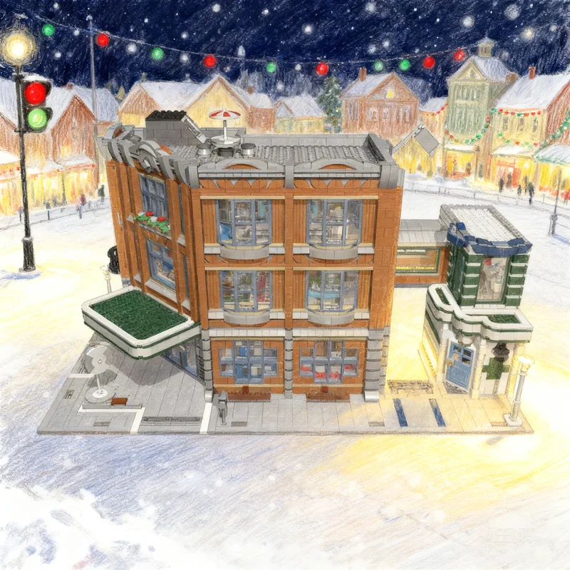 

4439pcs MOC HOSPITAL Corner Modular Streetscape Model Building Blocks Toy Gift Creative Display Collectible Desk Premium Adult