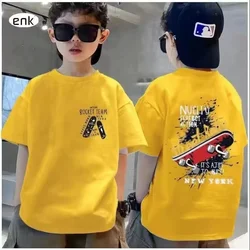 子供の落書きプリントの半袖Tシャツ,綿100% の夏服,ストリートウェア,高品質
