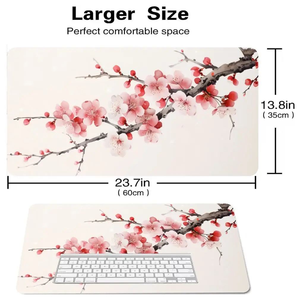 

Коврик для мыши Cherry Blossom Artwork, большой коврик для компьютерной офисной игры, настольные коврики, резиновые противоскользящие коврики для игровой клавиатуры, длинные настольные коврики