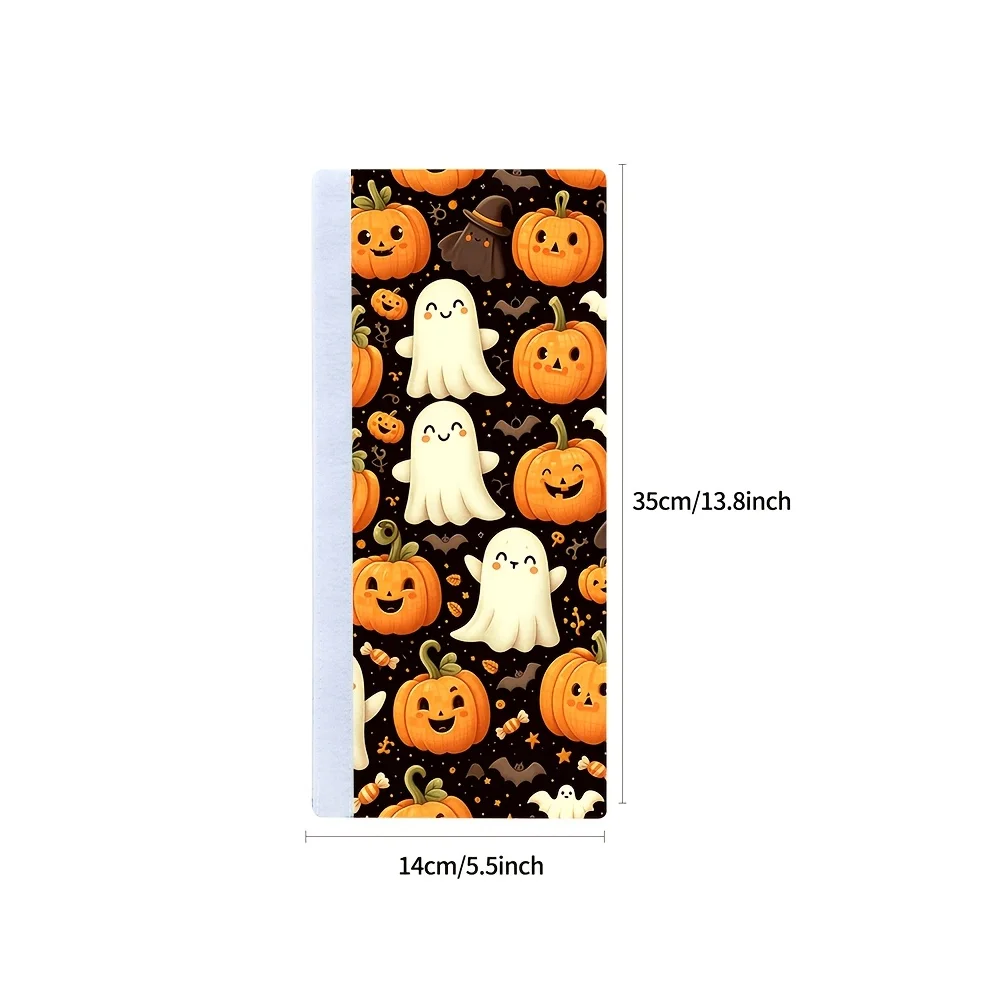 1 Pair Halloween Pumpkin Ghost Fridge Handle Covers, Polyester Non-Slip Door Handle Protectors, Reusable Removable Decor