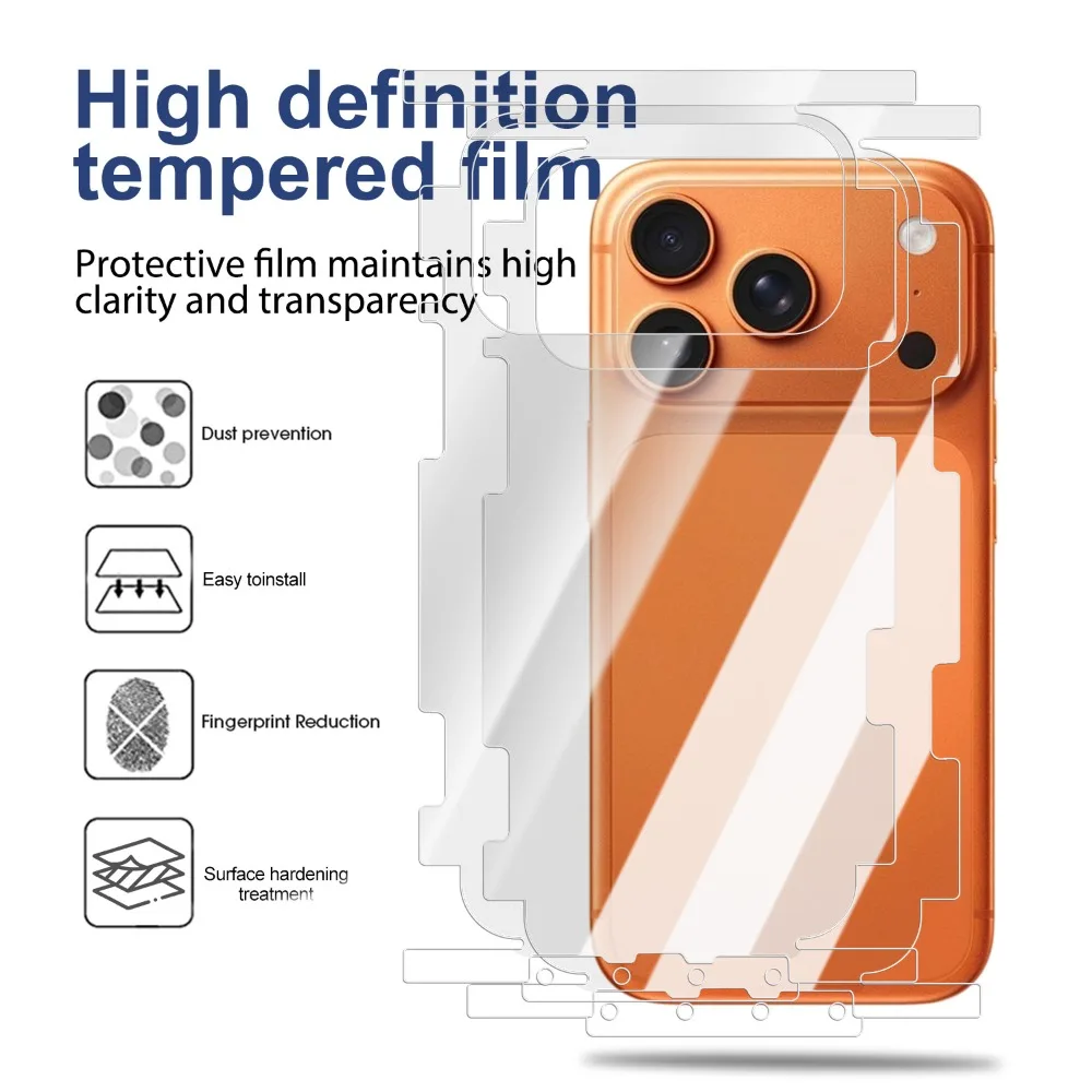 1-5 قطعة غطاء كامل الإطار الخلفي هيدروجيل فيلم وملصقات الحدود آيفون 17 16 15 14 13 ProMax 17Air الجانب الخلفي HD واضح حامي #3