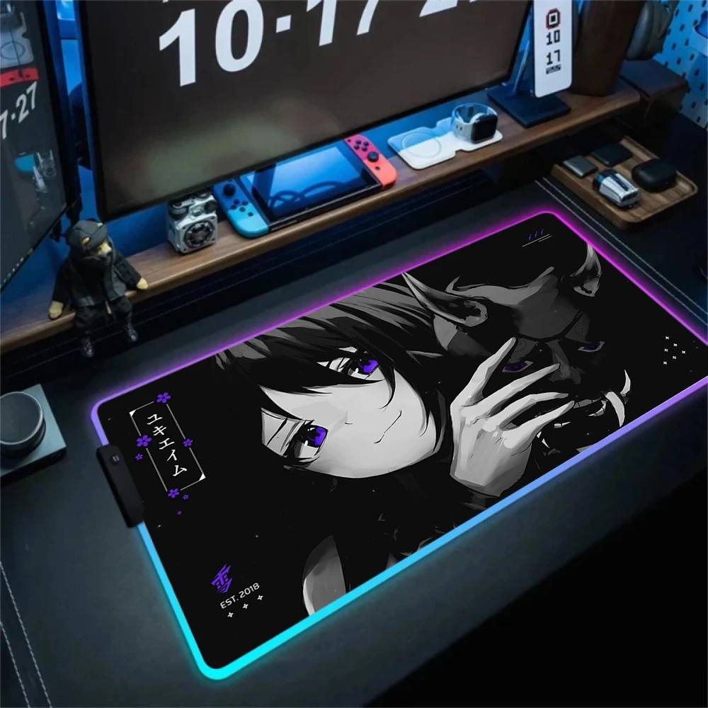 Yuki Aim RGB Mousepad Pc Gamer Keyboard Cool Mouse Pad LED Luminescence Mouse Mat Rubber Computer Gaming Mausepad With Backlight