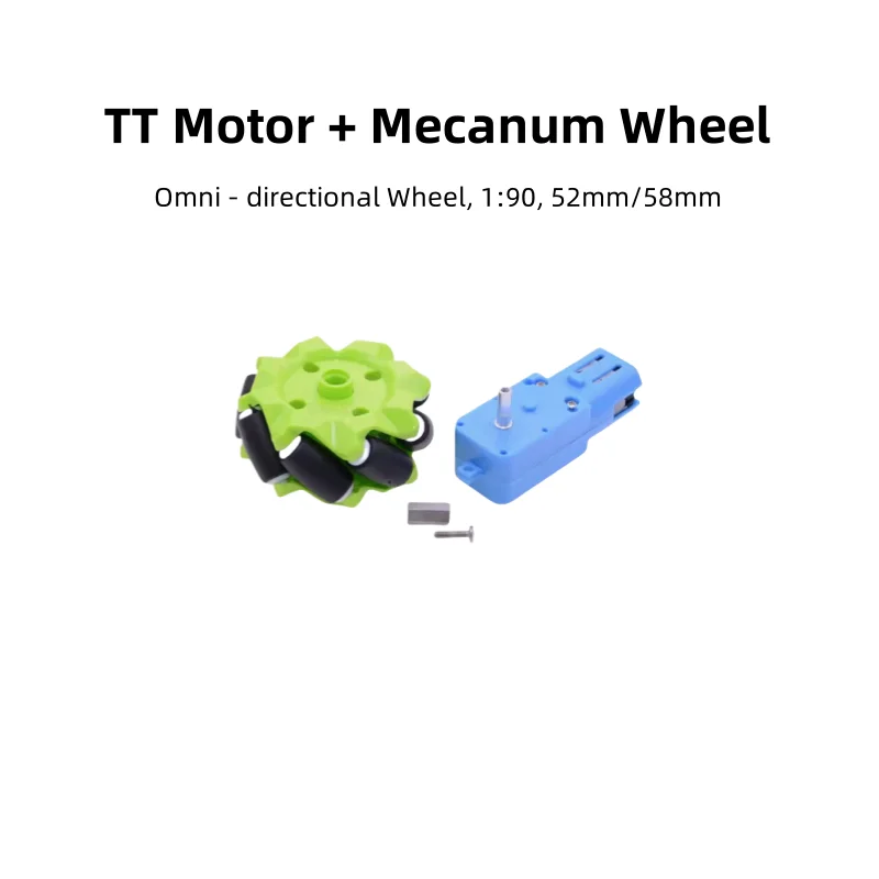 TT Motor + Mecanum Wheel (Omni - Directional Wheel), DIY Smart Car Parts, 52mm/58mm Wheels