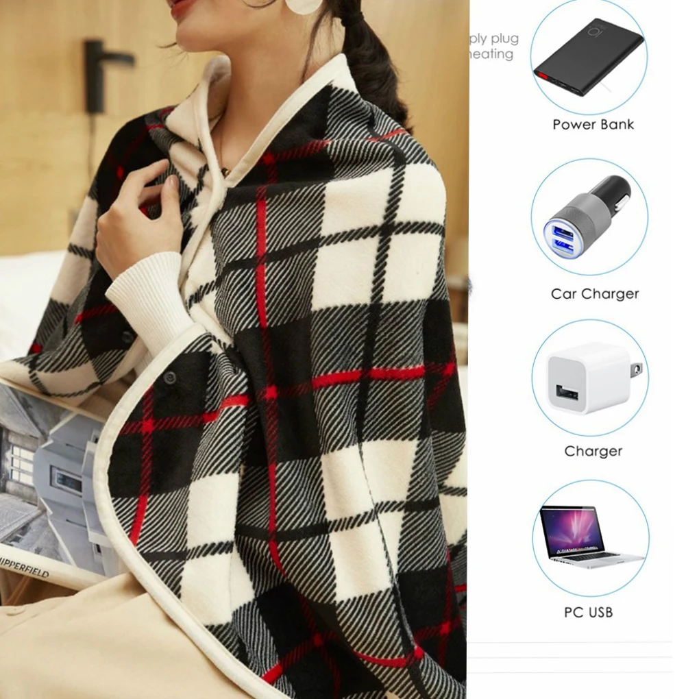

USB Electric Blanket Heating Blankets Shawl Hand Knee Foot Legs Warmer Heater Shoulder Heated Pad Dormitory Office