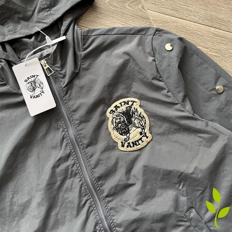 Embroidered Buckle Sports Style SAINT Jacket Casual Windbreaker Jacket Men Women Sunscreen Overcoat Trousers Set