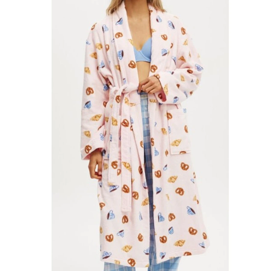Comfort Women's Towel Robe Lace Up Print Quality Classic Robes