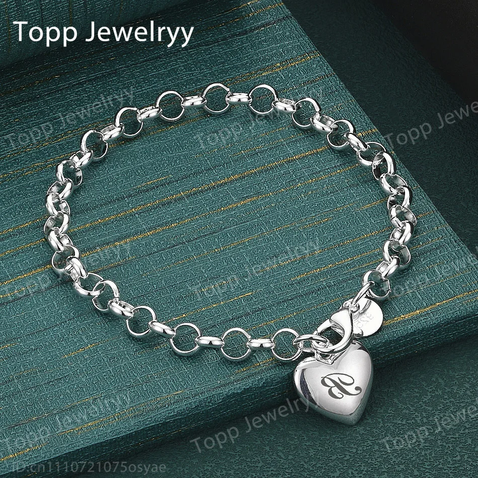 925 Sterling Silver Exquisite 26-Letter Heart-Shaped Bracelet – Stylish Women's Accessory for Weddings and Parties
