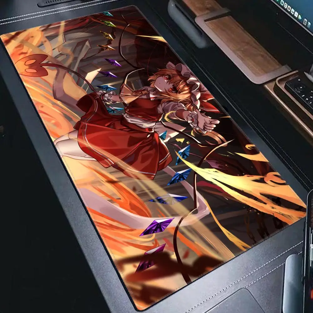 

Коврик для мыши с антискользящим покрытием, аниме-дизайн Flandre Scarlet, для ноутбука, клавиатуры, утолщенный, большой размер XXL 90x40, подарок для отаха