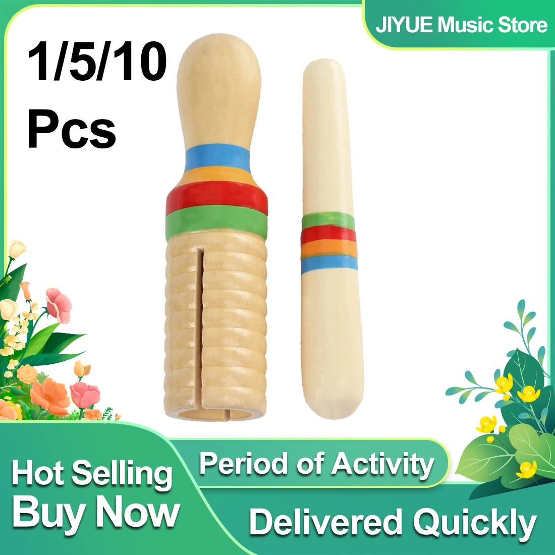 IRIN 5/10 Pcs Orff Single Ringing Drum Percussion Instruments Wooden Small Single-threaded Ring Cylinder Kids Gift Educational