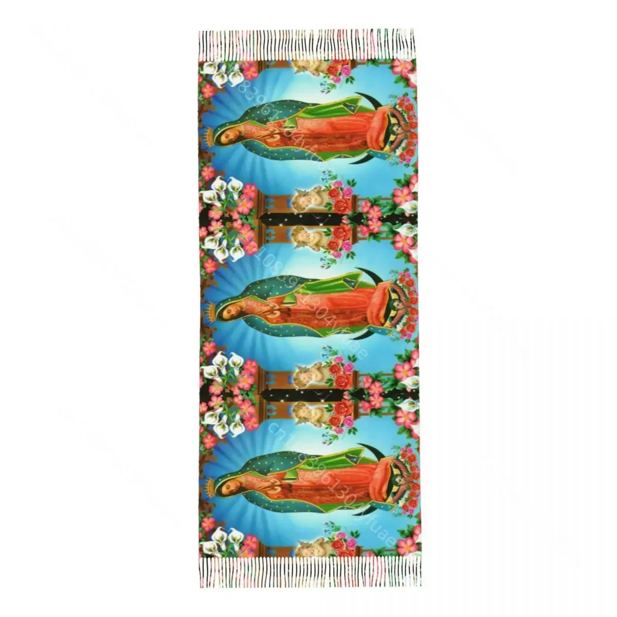 Bufanda de la Virgen María para mujer, chales reversibles cálidos, bufandas largas con borla para vestido de noche, envoltura cristiana católica,