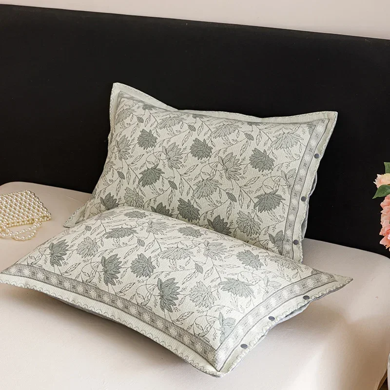 2025 new cotton linen gauze color-woven jacquard pillowcase 48 * 74cm/pillow core cover pair, comfortable for home use