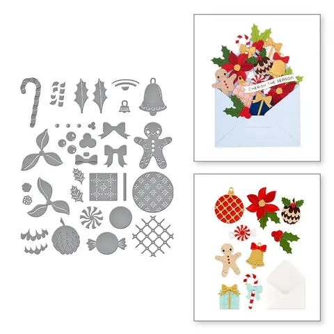 Happy Christmas Gongerbread Man Metal Cutting Dies Embossing Diecut For DIY Card Making Scrapbooking Photo Album Crafting Derati