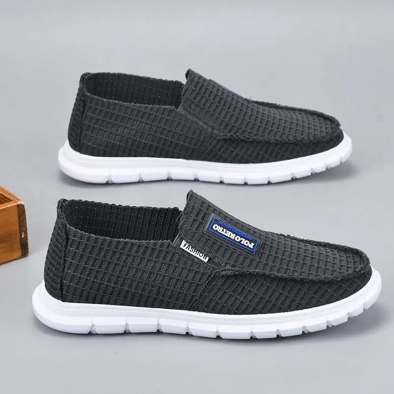 Mens Slip on Canvas Flats Soft Sole Casual Board Shoes Breathable Comfortable Work Walking Footwear